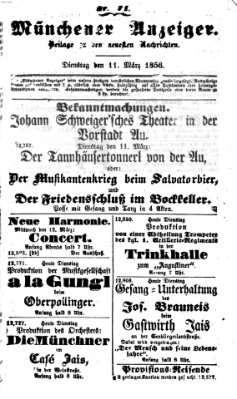 Neueste Nachrichten aus dem Gebiete der Politik (Münchner neueste Nachrichten) Dienstag 11. März 1856