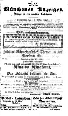 Neueste Nachrichten aus dem Gebiete der Politik (Münchner neueste Nachrichten) Donnerstag 13. März 1856