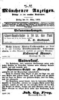 Neueste Nachrichten aus dem Gebiete der Politik (Münchner neueste Nachrichten) Freitag 21. März 1856