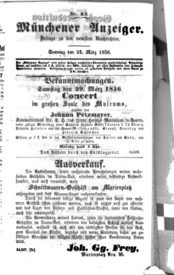 Neueste Nachrichten aus dem Gebiete der Politik (Münchner neueste Nachrichten) Sonntag 23. März 1856