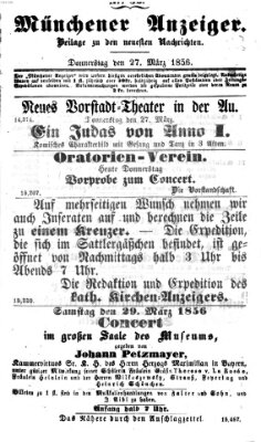 Neueste Nachrichten aus dem Gebiete der Politik (Münchner neueste Nachrichten) Donnerstag 27. März 1856