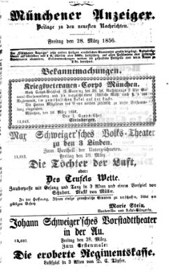 Neueste Nachrichten aus dem Gebiete der Politik (Münchner neueste Nachrichten) Freitag 28. März 1856