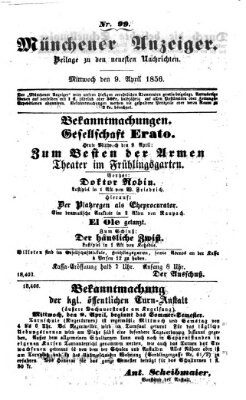 Neueste Nachrichten aus dem Gebiete der Politik (Münchner neueste Nachrichten) Mittwoch 9. April 1856