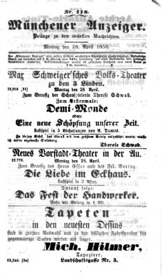 Neueste Nachrichten aus dem Gebiete der Politik (Münchner neueste Nachrichten) Montag 28. April 1856