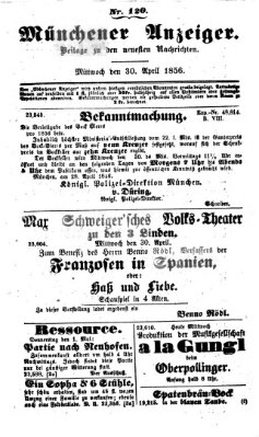 Neueste Nachrichten aus dem Gebiete der Politik (Münchner neueste Nachrichten) Mittwoch 30. April 1856