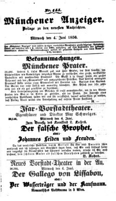 Neueste Nachrichten aus dem Gebiete der Politik (Münchner neueste Nachrichten) Mittwoch 4. Juni 1856