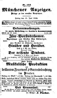 Neueste Nachrichten aus dem Gebiete der Politik (Münchner neueste Nachrichten) Freitag 13. Juni 1856