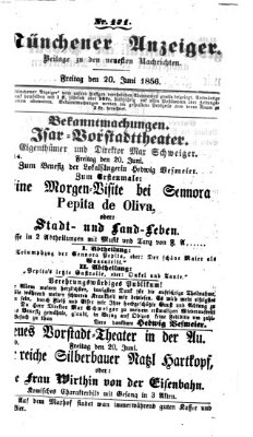 Neueste Nachrichten aus dem Gebiete der Politik (Münchner neueste Nachrichten) Freitag 20. Juni 1856