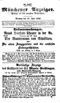 Neueste Nachrichten aus dem Gebiete der Politik (Münchner neueste Nachrichten) Sonntag 22. Juni 1856