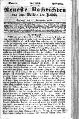 Neueste Nachrichten aus dem Gebiete der Politik (Münchner neueste Nachrichten) Sonntag 14. September 1856