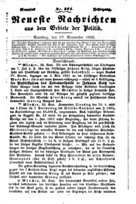 Neueste Nachrichten aus dem Gebiete der Politik (Münchner neueste Nachrichten) Samstag 27. September 1856