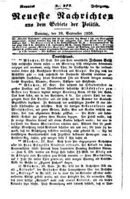 Neueste Nachrichten aus dem Gebiete der Politik (Münchner neueste Nachrichten) Sonntag 28. September 1856