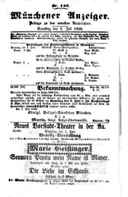 Neueste Nachrichten aus dem Gebiete der Politik (Münchner neueste Nachrichten) Samstag 5. Juli 1856