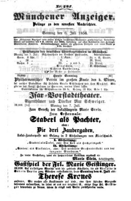 Neueste Nachrichten aus dem Gebiete der Politik (Münchner neueste Nachrichten) Sonntag 6. Juli 1856