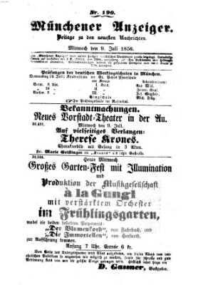 Neueste Nachrichten aus dem Gebiete der Politik (Münchner neueste Nachrichten) Mittwoch 9. Juli 1856