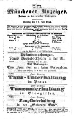 Neueste Nachrichten aus dem Gebiete der Politik (Münchner neueste Nachrichten) Sonntag 20. Juli 1856