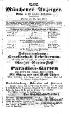 Neueste Nachrichten aus dem Gebiete der Politik (Münchner neueste Nachrichten) Montag 28. Juli 1856