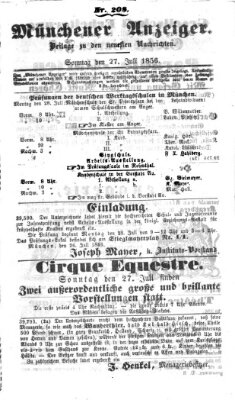 Neueste Nachrichten aus dem Gebiete der Politik (Münchner neueste Nachrichten) Sonntag 27. Juli 1856