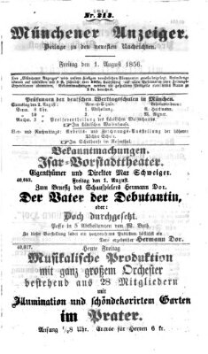 Neueste Nachrichten aus dem Gebiete der Politik (Münchner neueste Nachrichten) Freitag 1. August 1856