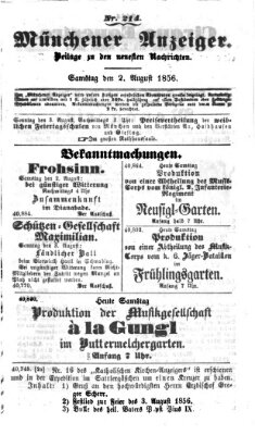 Neueste Nachrichten aus dem Gebiete der Politik (Münchner neueste Nachrichten) Samstag 2. August 1856