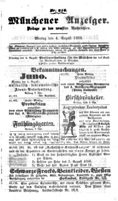 Neueste Nachrichten aus dem Gebiete der Politik (Münchner neueste Nachrichten) Montag 4. August 1856