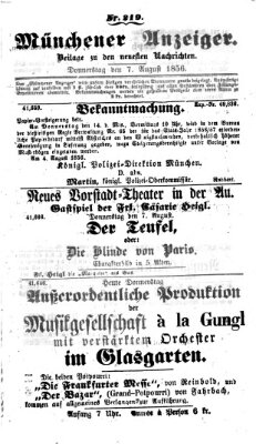 Neueste Nachrichten aus dem Gebiete der Politik (Münchner neueste Nachrichten) Donnerstag 7. August 1856