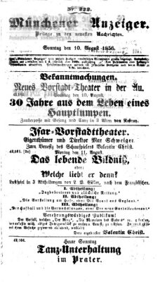 Neueste Nachrichten aus dem Gebiete der Politik (Münchner neueste Nachrichten) Sonntag 10. August 1856