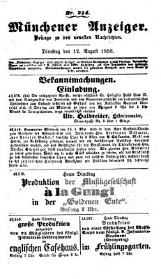 Neueste Nachrichten aus dem Gebiete der Politik (Münchner neueste Nachrichten) Dienstag 12. August 1856