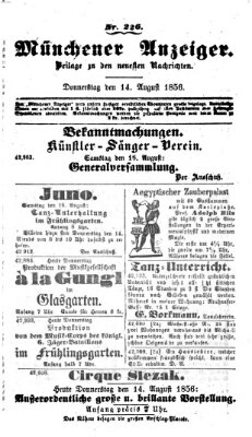 Neueste Nachrichten aus dem Gebiete der Politik (Münchner neueste Nachrichten) Donnerstag 14. August 1856