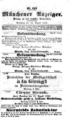 Neueste Nachrichten aus dem Gebiete der Politik (Münchner neueste Nachrichten) Samstag 16. August 1856