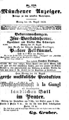 Neueste Nachrichten aus dem Gebiete der Politik (Münchner neueste Nachrichten) Montag 18. August 1856