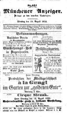 Neueste Nachrichten aus dem Gebiete der Politik (Münchner neueste Nachrichten) Dienstag 19. August 1856