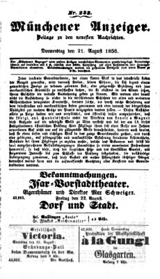 Neueste Nachrichten aus dem Gebiete der Politik (Münchner neueste Nachrichten) Donnerstag 21. August 1856