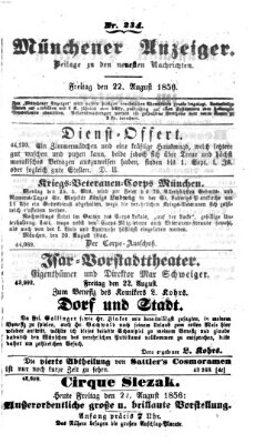 Neueste Nachrichten aus dem Gebiete der Politik (Münchner neueste Nachrichten) Freitag 22. August 1856