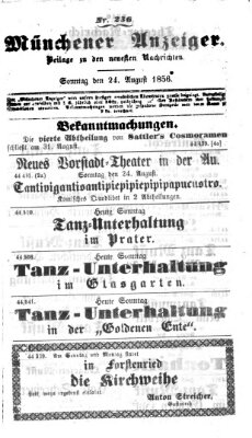 Neueste Nachrichten aus dem Gebiete der Politik (Münchner neueste Nachrichten) Sonntag 24. August 1856