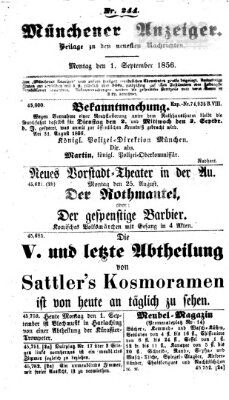 Neueste Nachrichten aus dem Gebiete der Politik (Münchner neueste Nachrichten) Montag 1. September 1856