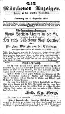 Neueste Nachrichten aus dem Gebiete der Politik (Münchner neueste Nachrichten) Donnerstag 4. September 1856