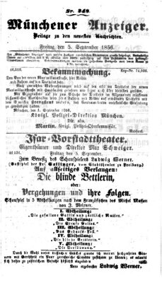 Neueste Nachrichten aus dem Gebiete der Politik (Münchner neueste Nachrichten) Freitag 5. September 1856