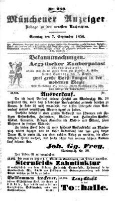 Neueste Nachrichten aus dem Gebiete der Politik (Münchner neueste Nachrichten) Sonntag 7. September 1856