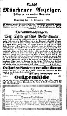 Neueste Nachrichten aus dem Gebiete der Politik (Münchner neueste Nachrichten) Donnerstag 11. September 1856