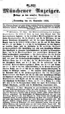 Neueste Nachrichten aus dem Gebiete der Politik (Münchner neueste Nachrichten) Donnerstag 18. September 1856