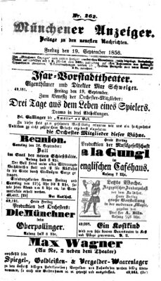 Neueste Nachrichten aus dem Gebiete der Politik (Münchner neueste Nachrichten) Freitag 19. September 1856