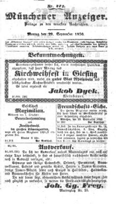 Neueste Nachrichten aus dem Gebiete der Politik (Münchner neueste Nachrichten) Montag 29. September 1856