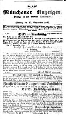 Neueste Nachrichten aus dem Gebiete der Politik (Münchner neueste Nachrichten) Dienstag 30. September 1856