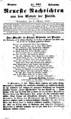 Neueste Nachrichten aus dem Gebiete der Politik (Münchner neueste Nachrichten) Donnerstag 9. Oktober 1856