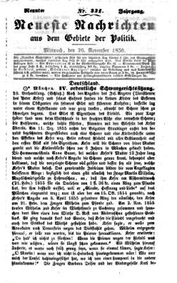 Neueste Nachrichten aus dem Gebiete der Politik (Münchner neueste Nachrichten) Mittwoch 26. November 1856