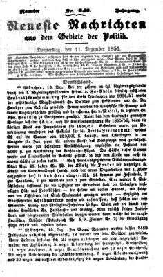 Neueste Nachrichten aus dem Gebiete der Politik (Münchner neueste Nachrichten) Donnerstag 11. Dezember 1856