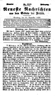 Neueste Nachrichten aus dem Gebiete der Politik (Münchner neueste Nachrichten) Samstag 20. Dezember 1856