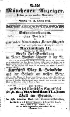 Neueste Nachrichten aus dem Gebiete der Politik (Münchner neueste Nachrichten) Samstag 11. Oktober 1856