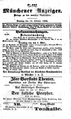 Neueste Nachrichten aus dem Gebiete der Politik (Münchner neueste Nachrichten) Sonntag 12. Oktober 1856